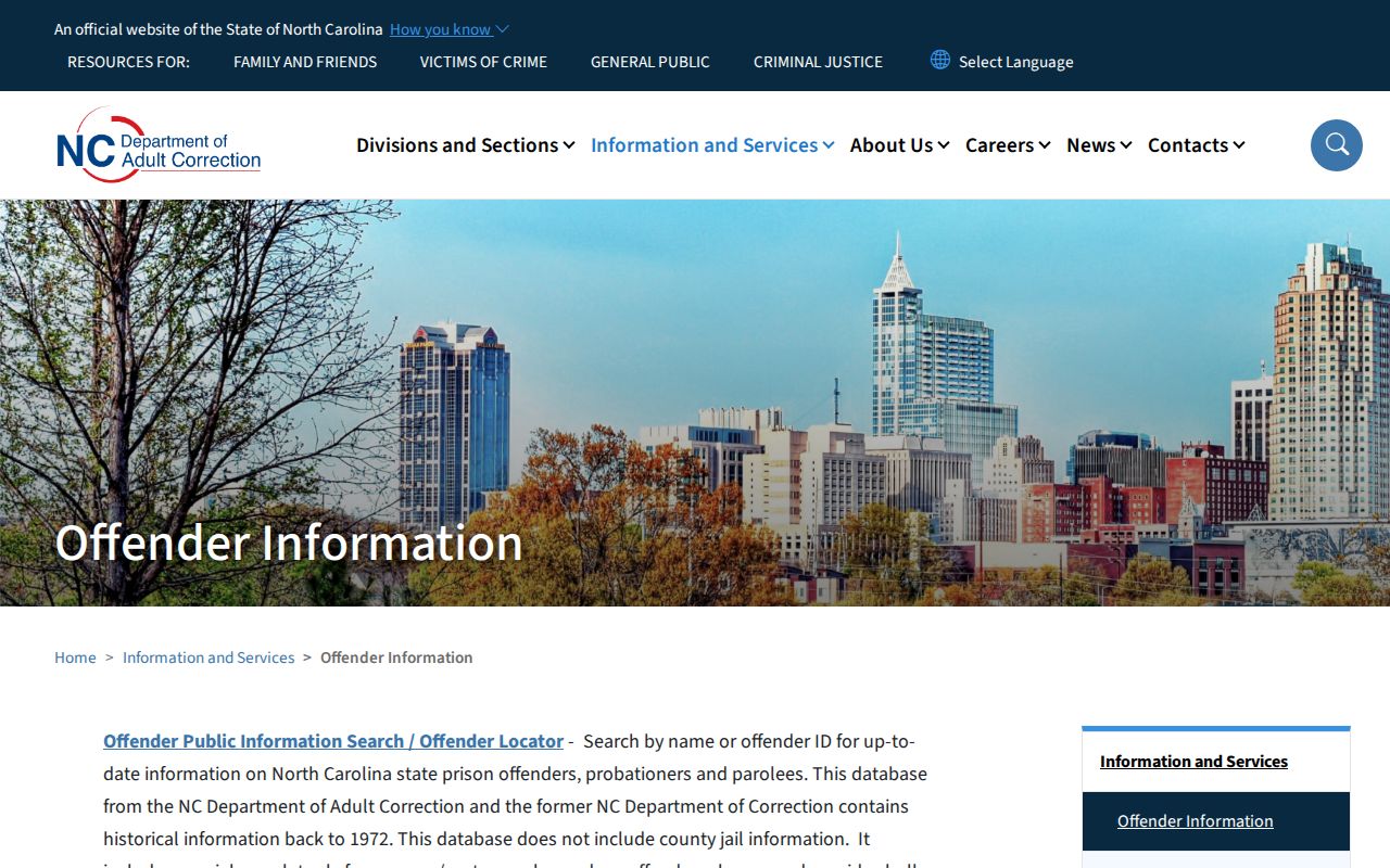 NCDAC offender search for Marion Correctional Institution release records
