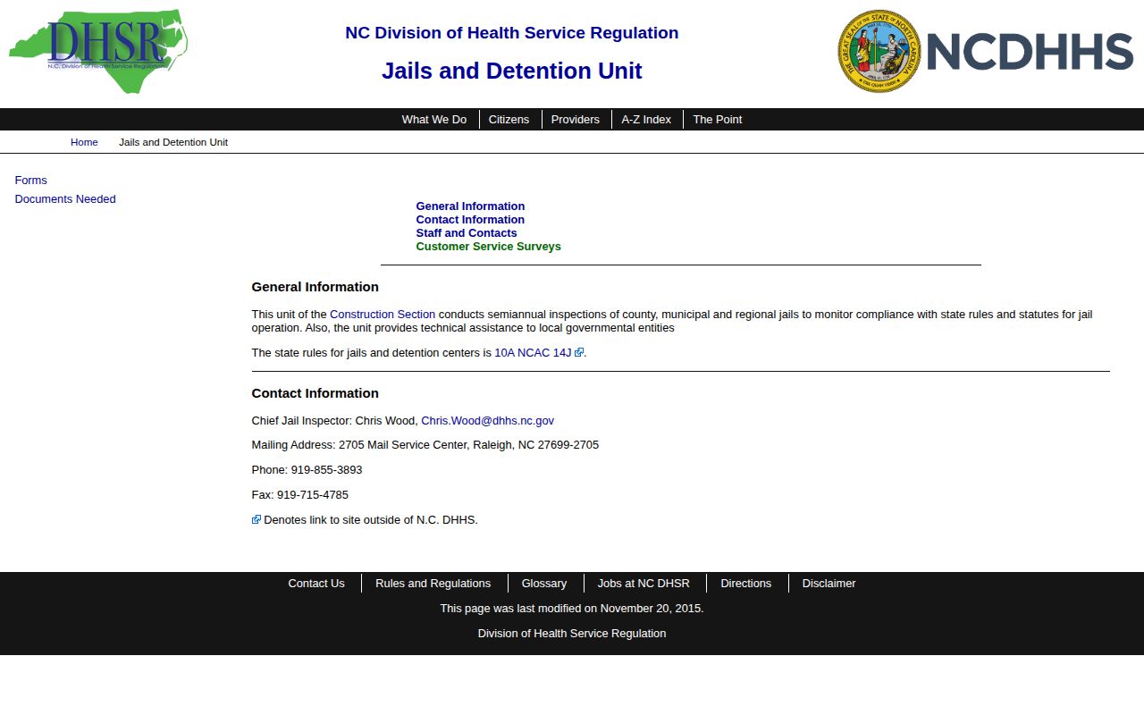 North Carolina inspection information for McDowell County Detention Center records