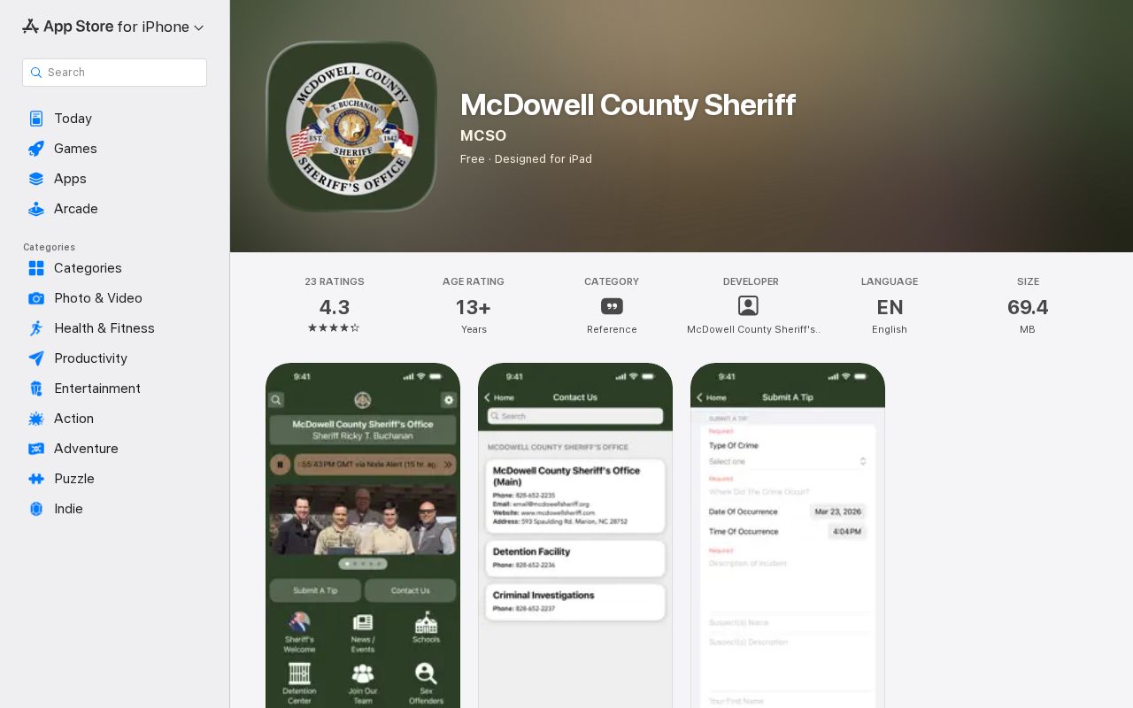 McDowell County Sheriff app current inmate search listing for release checks