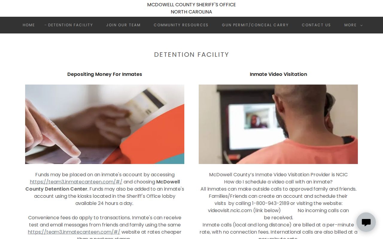 McDowell County Sheriff detention page used for 72-hour release verification