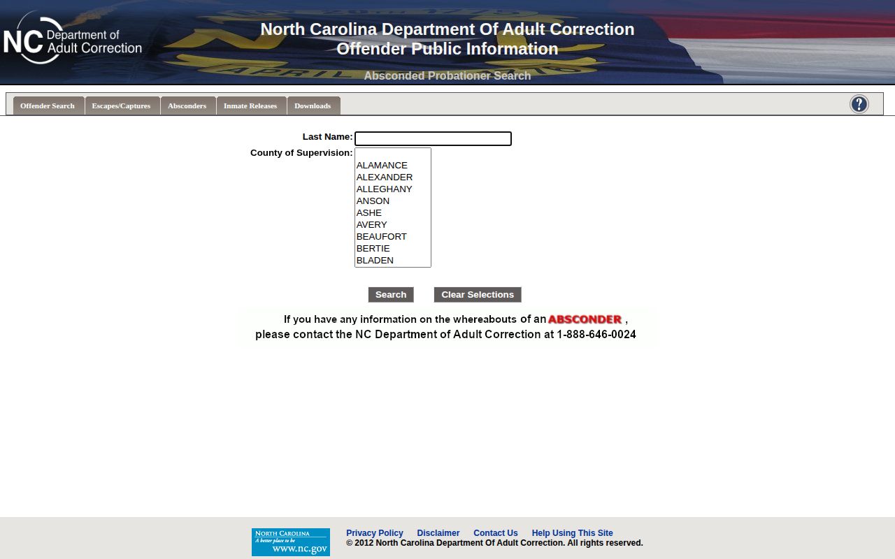 McDowell County probation and parole absconder search